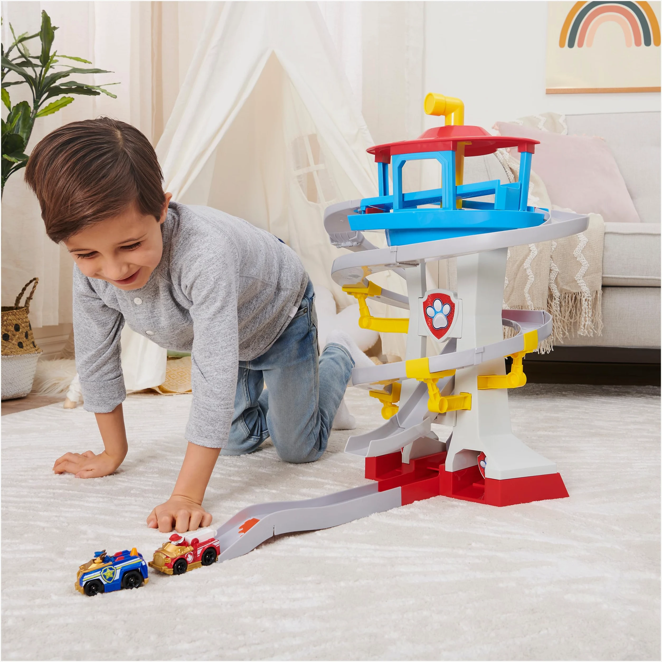 Paw Patrol True Metal Adventure Bay Rescue Way Ensemble de Jeu avec 2 véhicules exclusifs, échelle 1/55