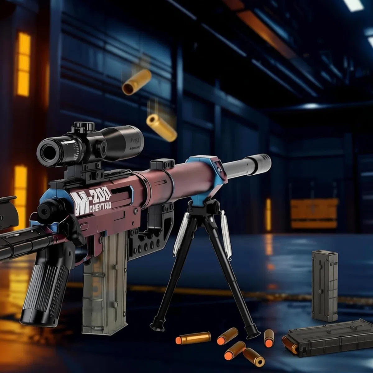 Pistolet Jouet pour Enfants, Pistolet Jouet Electrique avec kit Daccessoires, Mitraillette Enfant Sniper Blaster Gun en Mousse pour