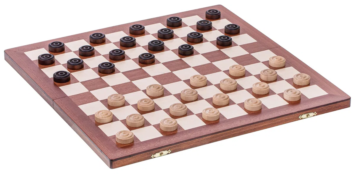 Square - Jeux Dames en Bois - 100 Champs - Échiquier Acajou/Sycomore - 40 x 40 cm