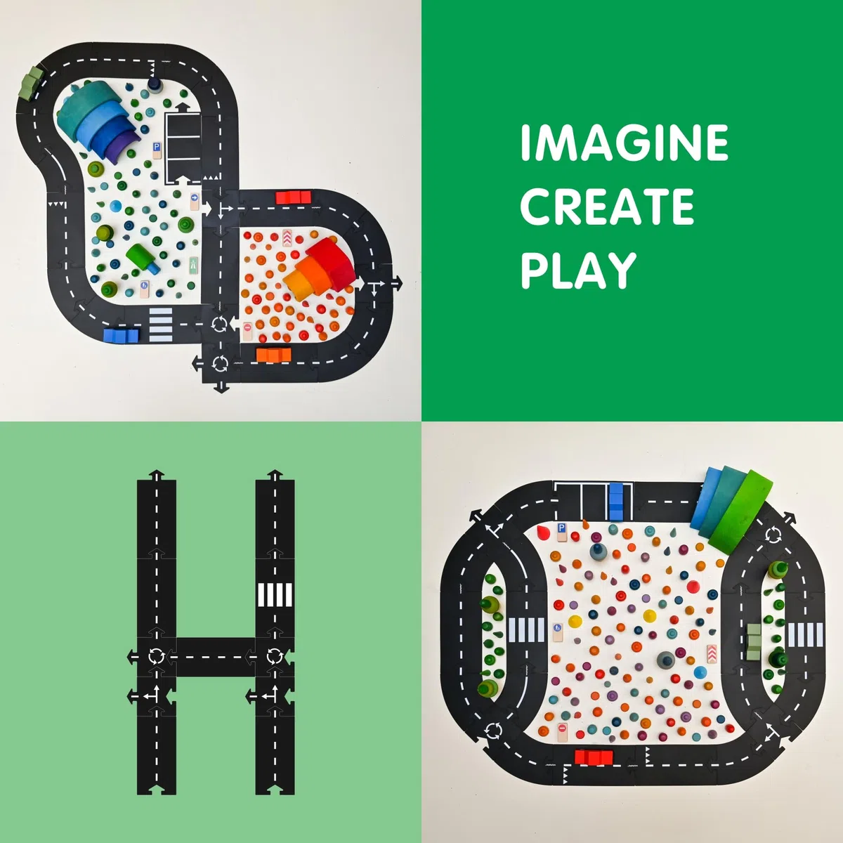 Waytoplay Circuit Highway de 24 pièces pour Petites Voitures - Circuit Flexible, Durable et étanche - Circuit de Voiture à Assembler de 3,8 mètres - Fabriqué aux Pays-Bas