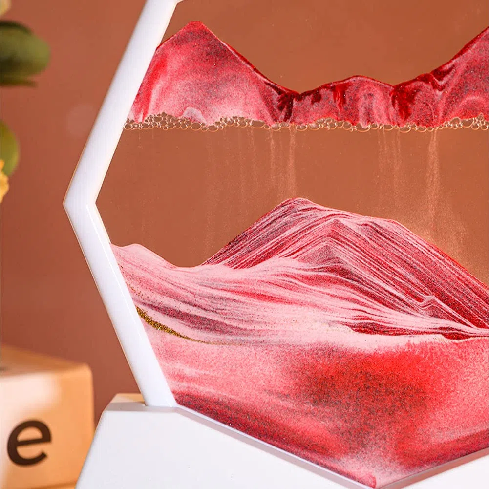 Xinchangda Peintures sur sable fluide, ornements en verre à sable mouvant, cadre en sable mouvant, tableau d'art sur sable fluide 3D avec cadre de base, ornements de bureau à la maison