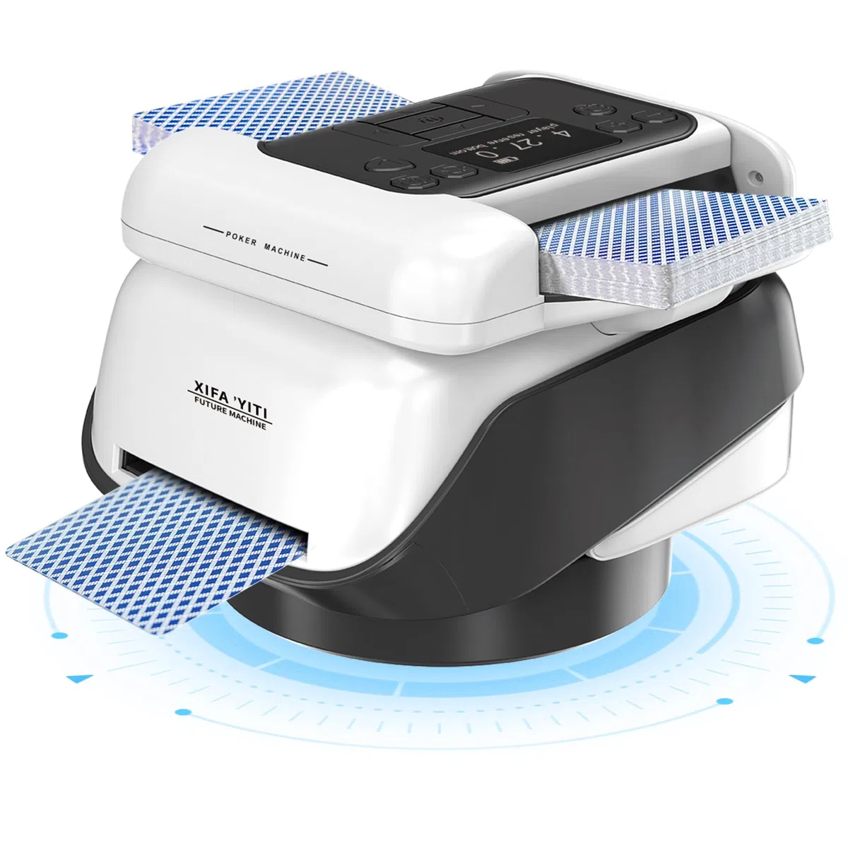 Automatique Mélangeurs de Cartes et Distributeur 2 en1, Distributeur de Carte Automatique Rechargeable, Silencieux, Distributeur de Cartes à Jouer Rotation 360° pour UNO, Poker et Texas Hold'em