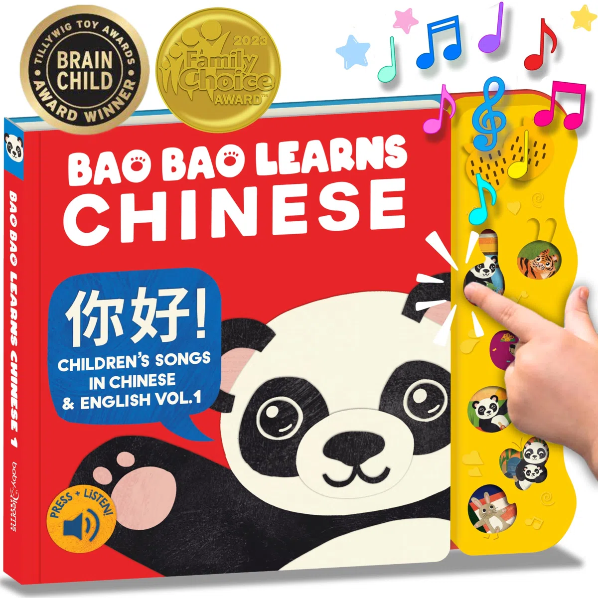 Bao Bao Learns Chinese Apprendre Le Chinois Mandarin avec Notre Musique Livre de comptines pour Enfants en Bas âge et bébés Jouet Musical interactif pour l'apprentissage Chinois.