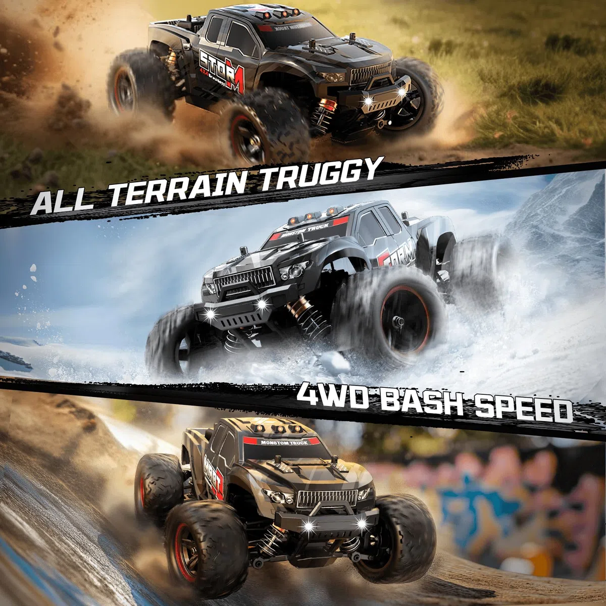 Voiture télécommandée 1:18 Brushless 4x4 pour Adulte & garçon, Voiture RC Tout Terrain à Transmission métal, 52 km/h, avec 2 Batteries 1500mAh et kit de pièces de Rechange