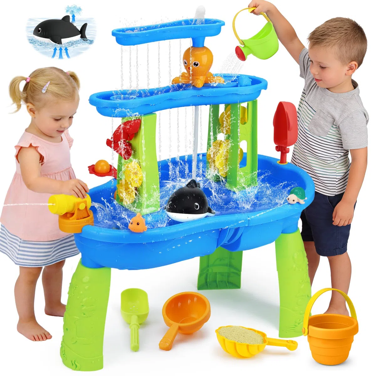 Lypsochaat Table d'eau Exterieur Enfants, Jeux d'eau Exterieur pour Enfant, Jouets Activité d'Été Jardin Plage, Jouet Extérieur Jeu d'eau pour Garçons et Filles 2 3 4 5 Ans Bleu