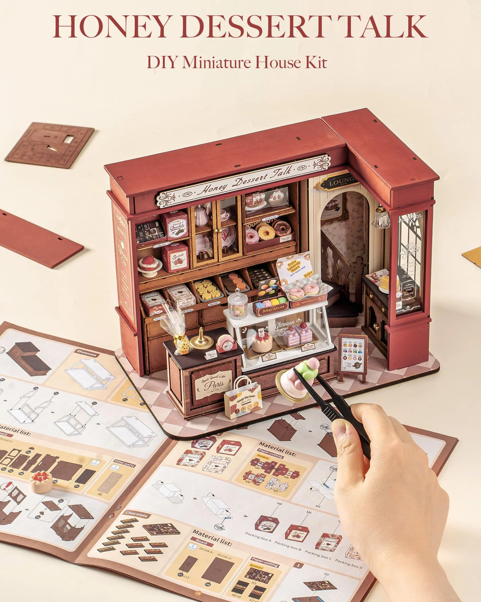 Rolife Miniature Kit pour Adultes Conversation Dessert au Miel Maison de Poupées Miniature Décoration d'Intérieur Kits de Maison à Construire Cadeau d'anniversaire pour Adultes