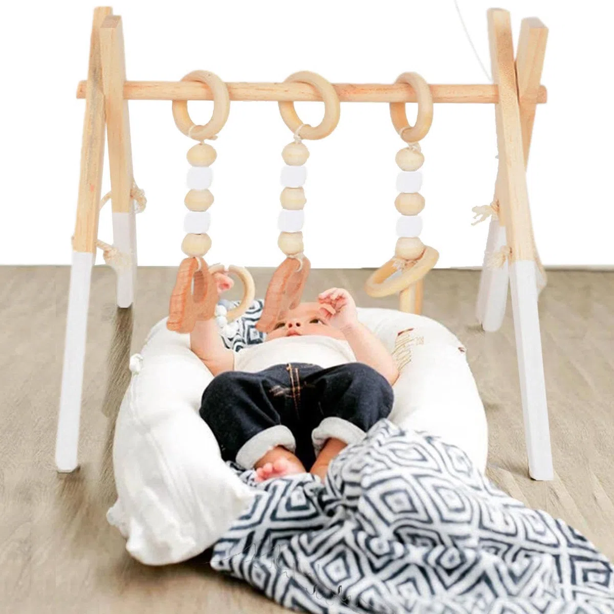 Portique D'Éveil Bébé Bois Portique D’Activité De Bébé En Bois, Exercice De Coordination & Design Scientifique Et Pliable