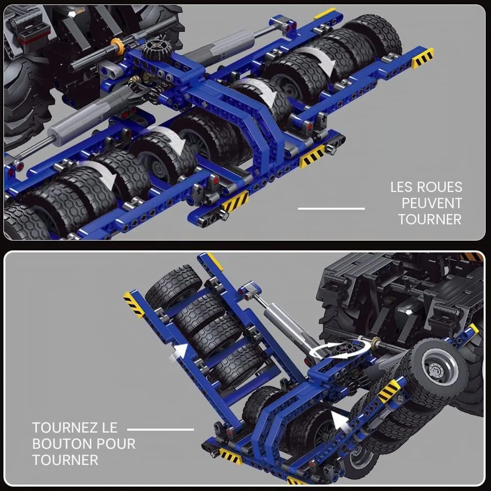 Mould King 17020 Technique 4 en 1 Télécommandés Blocs de serrage Tracteur avec 4 moteurs STEM Kit de modélisation pour les amateurs de machines agricoles (2716 pièces)