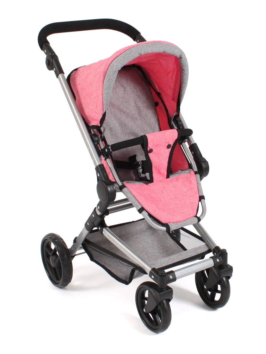 Bayer Chic 2000 Poussette pour poupée Fides, Ensemble 3 en 1 composé d'une nacelle, d'un siège Sport et d'un siège Auto, Gris et Rose chiné