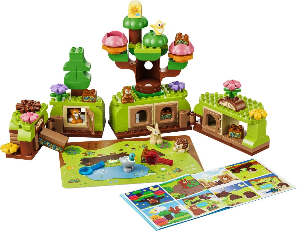 LEGO Duplo Découverte de la Forêt avec des Animaux Sauvages - Jeu Éducatif pour Tout-Petits - Jouet Montessori - Figurines d'animaux, Arbres & Tapis de Jeu - Cadeau pour Fille ou Garçon 3 Ans 10480