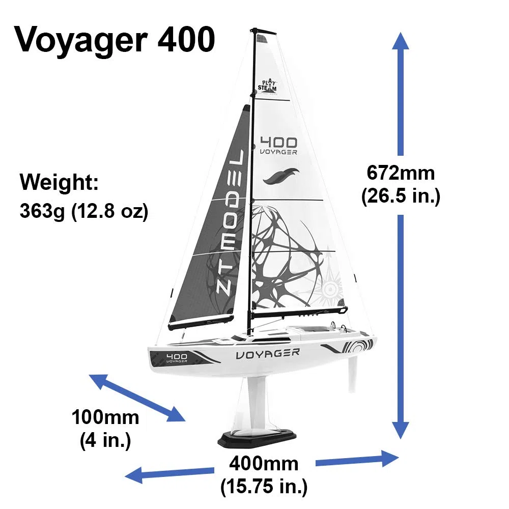 PLAYSTEM Voyager 400 – Voilier RC à énergie éolienne, Rouge – 66 cm