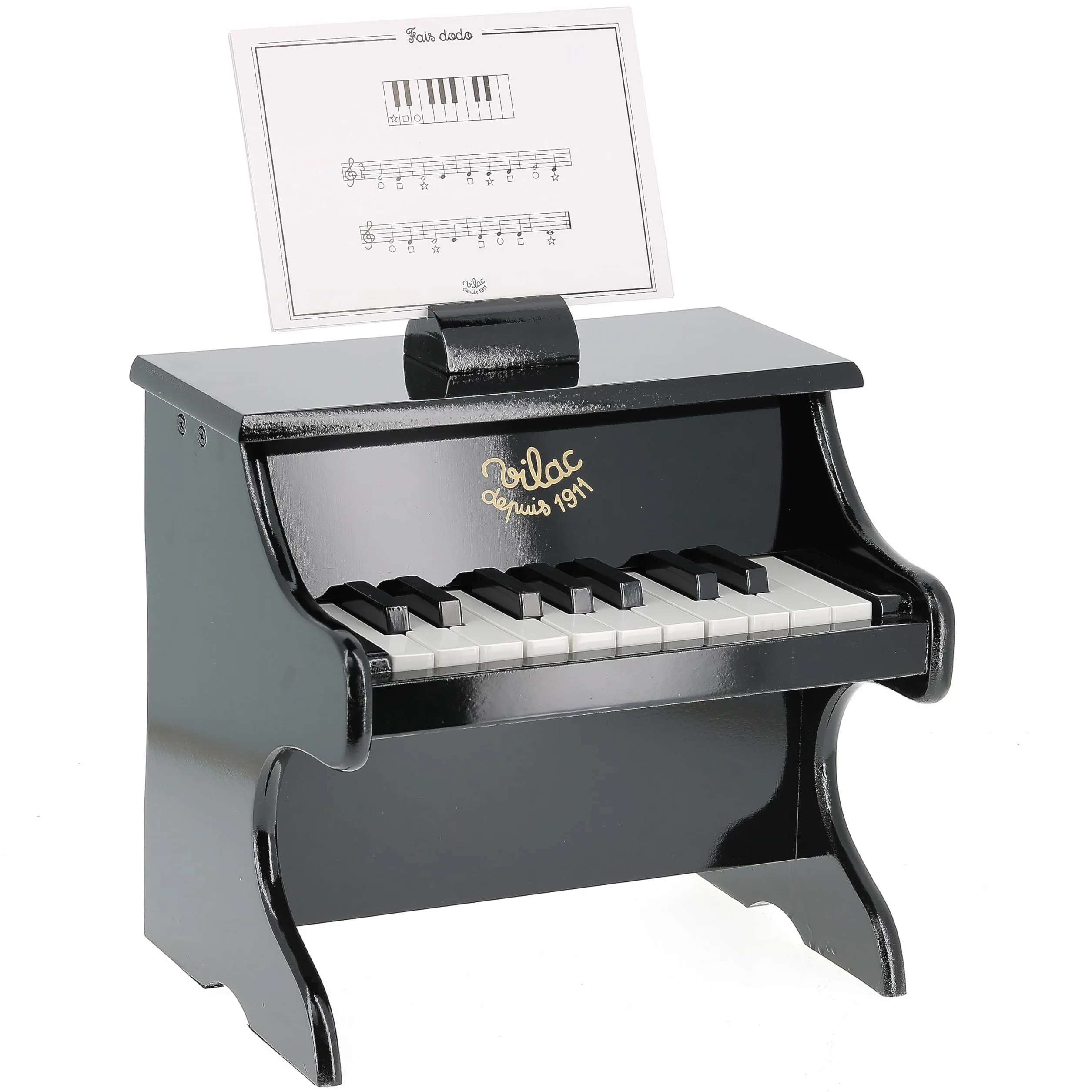 Vilac - jouet en bois - Instruments de musique - Piano Noir Avec Partitions - 8296