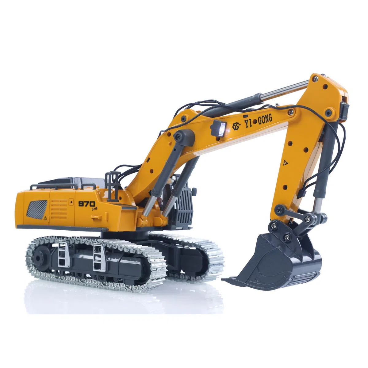 Excavatrice télécommandée K970 1/50 RC - Pelleteuse électrique - Seau métal - Son léger - Batterie RTR - Jouet ingénierie adulte jaune