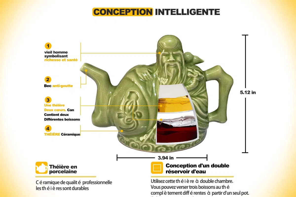 Théière Assassin Magique - Trick Avec Boîte Cadeau, Un Pot Trois Boissons, Deux Coeurs