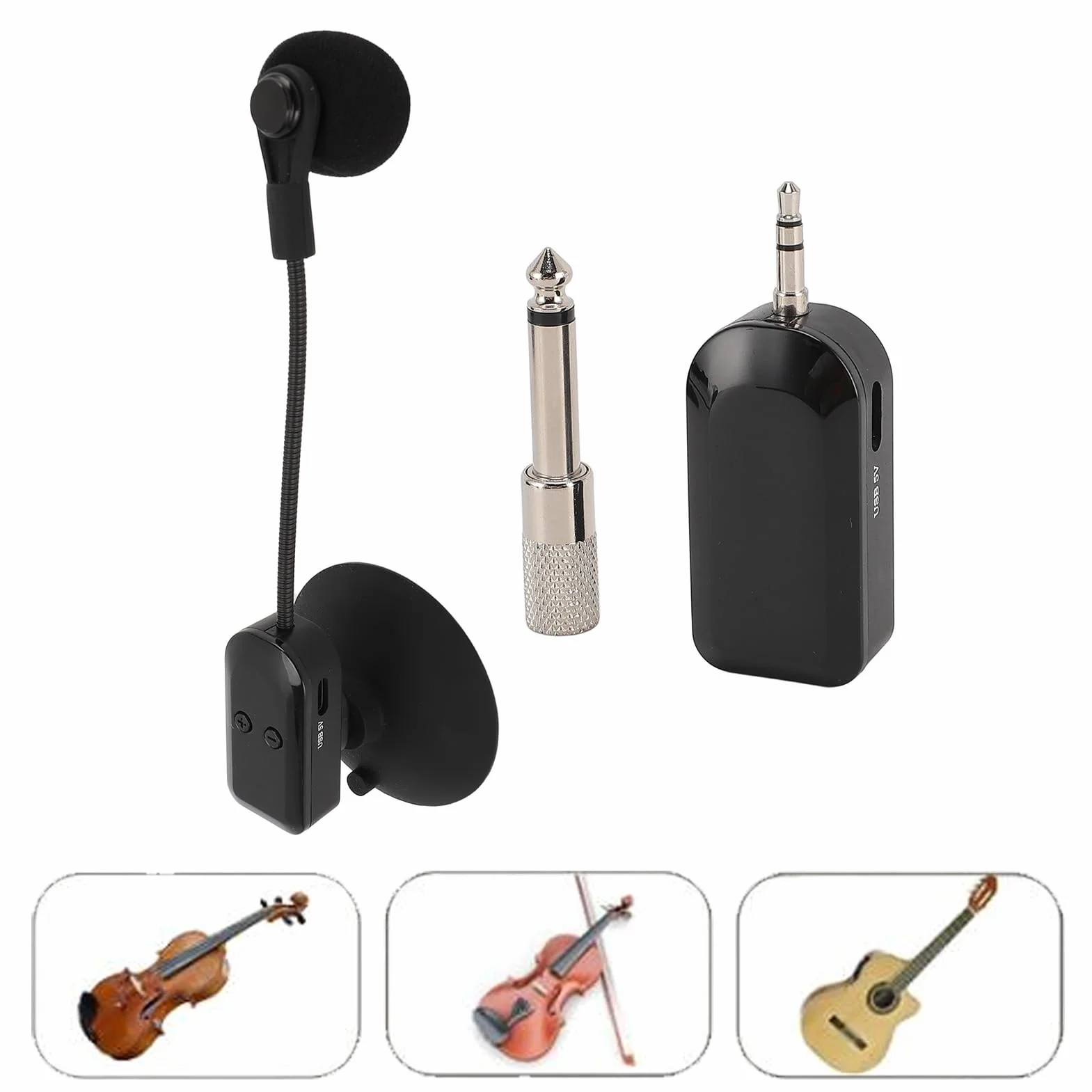 Micro sans Fil pour Saxophone, Système de Microphone pour Instrument sans Fil 2,4 G pour Guitare, Gros Violon, Accordéon et Autres Instruments