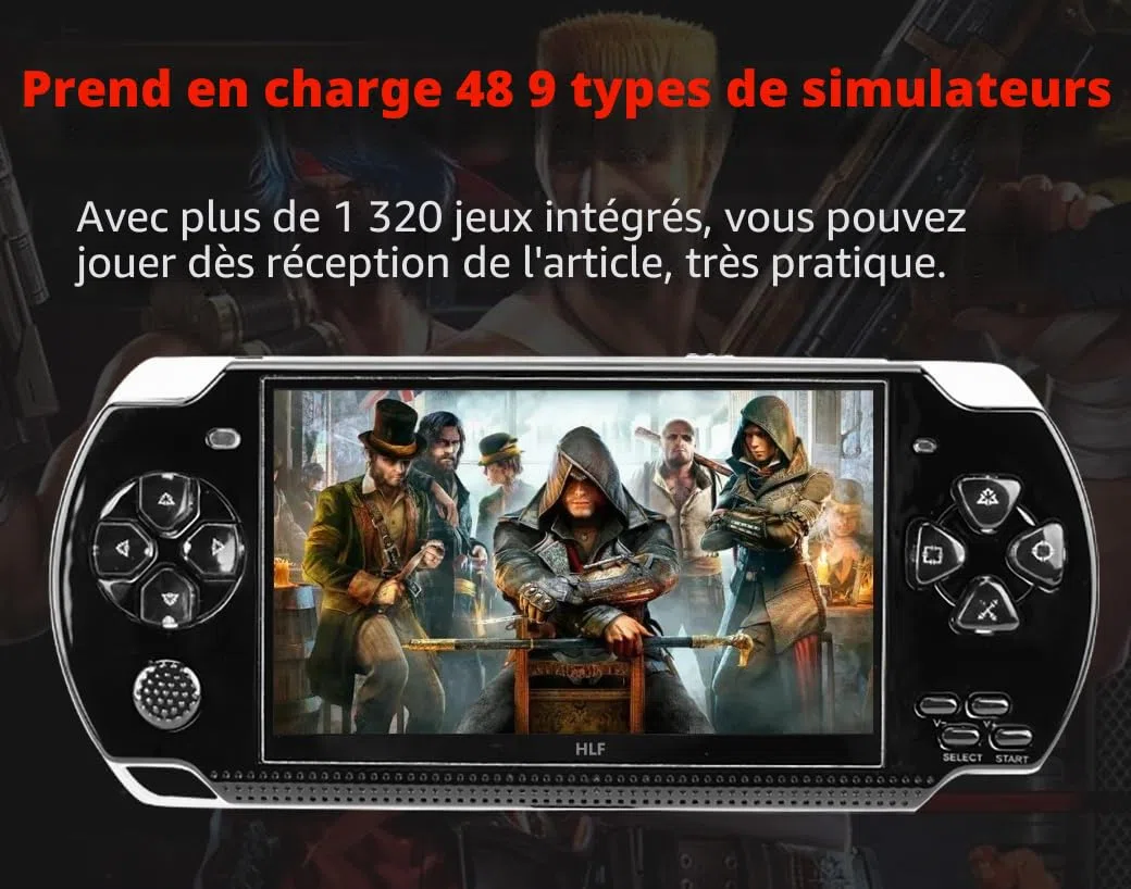 HLF 4,3 Pouces Console de Jeux Vidéo Portable Rétro Simulateurs Multiples Sauvegarde de la Progression Sortie TV pour Vidéo/Musique/E-Book Console Portable Cadeaux pour Petit ami/Enfant
