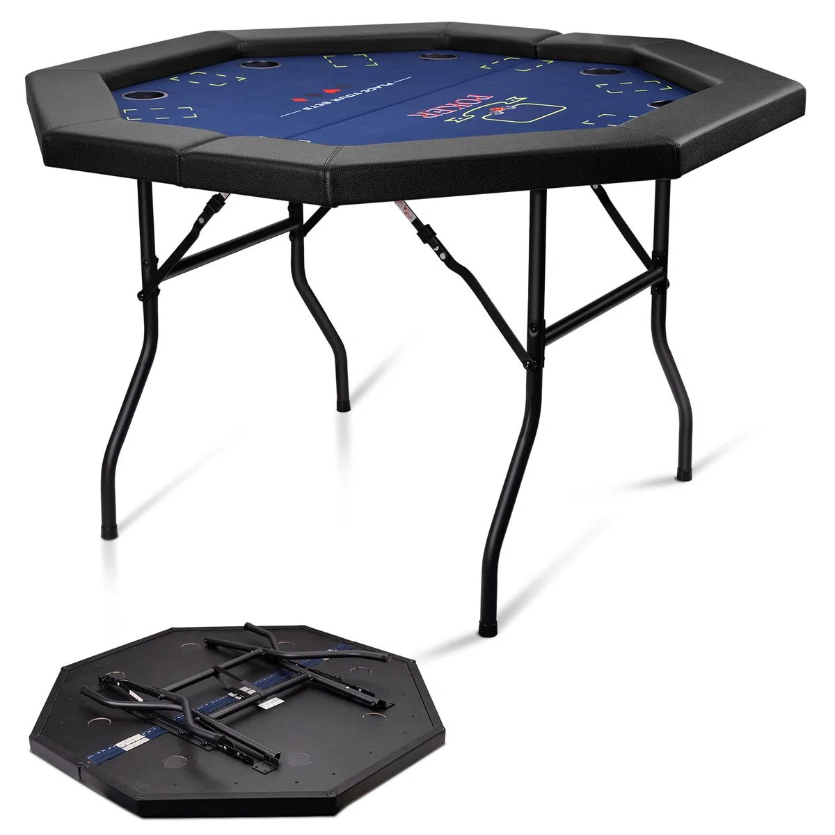 hotsizz Table de Poker 122cm | Table Poker pouvant accueillir 8 Personnes, Table de Poker octogonale, idéale pour Casinos, salles de Jeux et usages domestiques