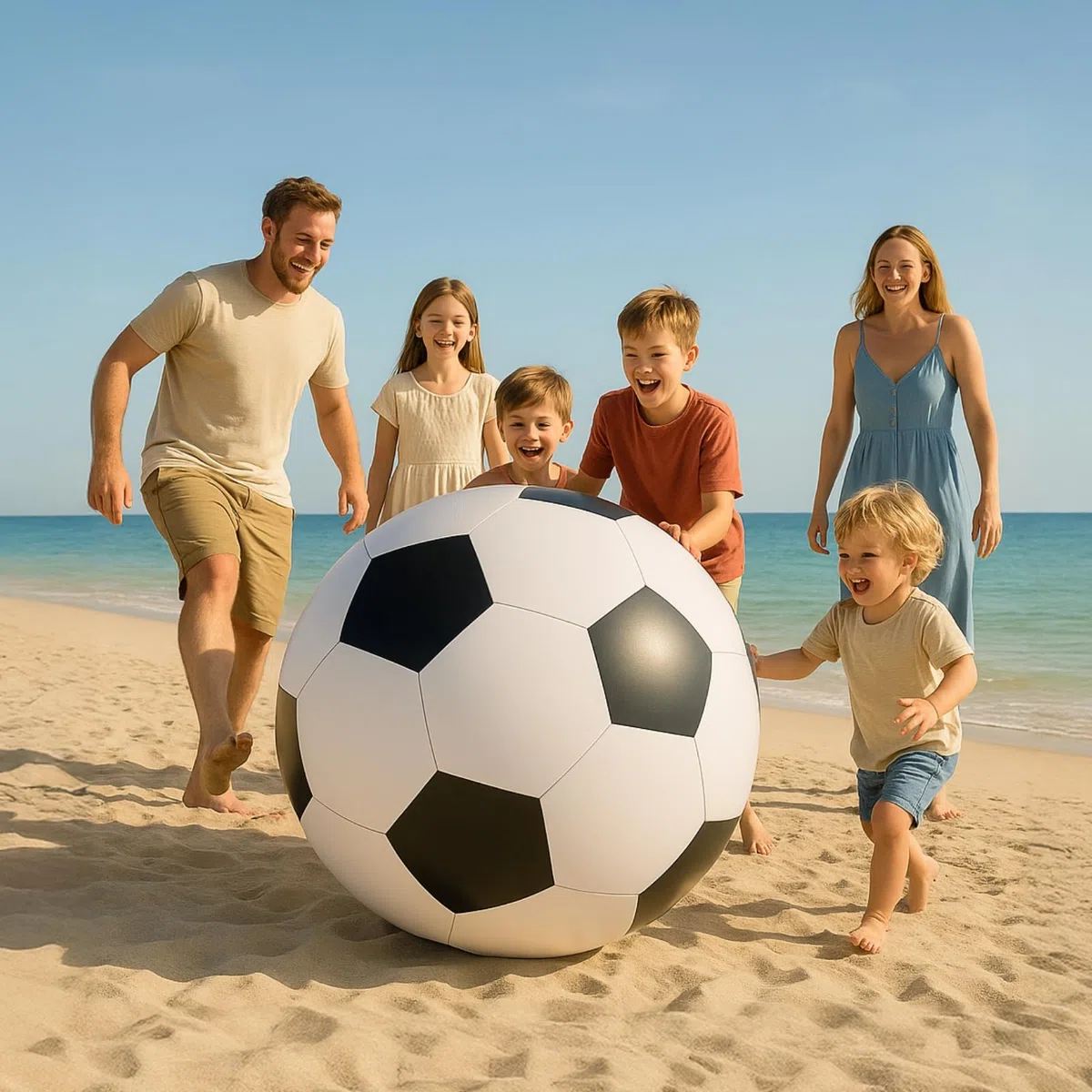 Ballon de plage gonflable noir et blanc, géant de 150 cm, en PVC durable pour s'amuser en plein air, idéal pour les fêtes, les écoles et les événements sportifs