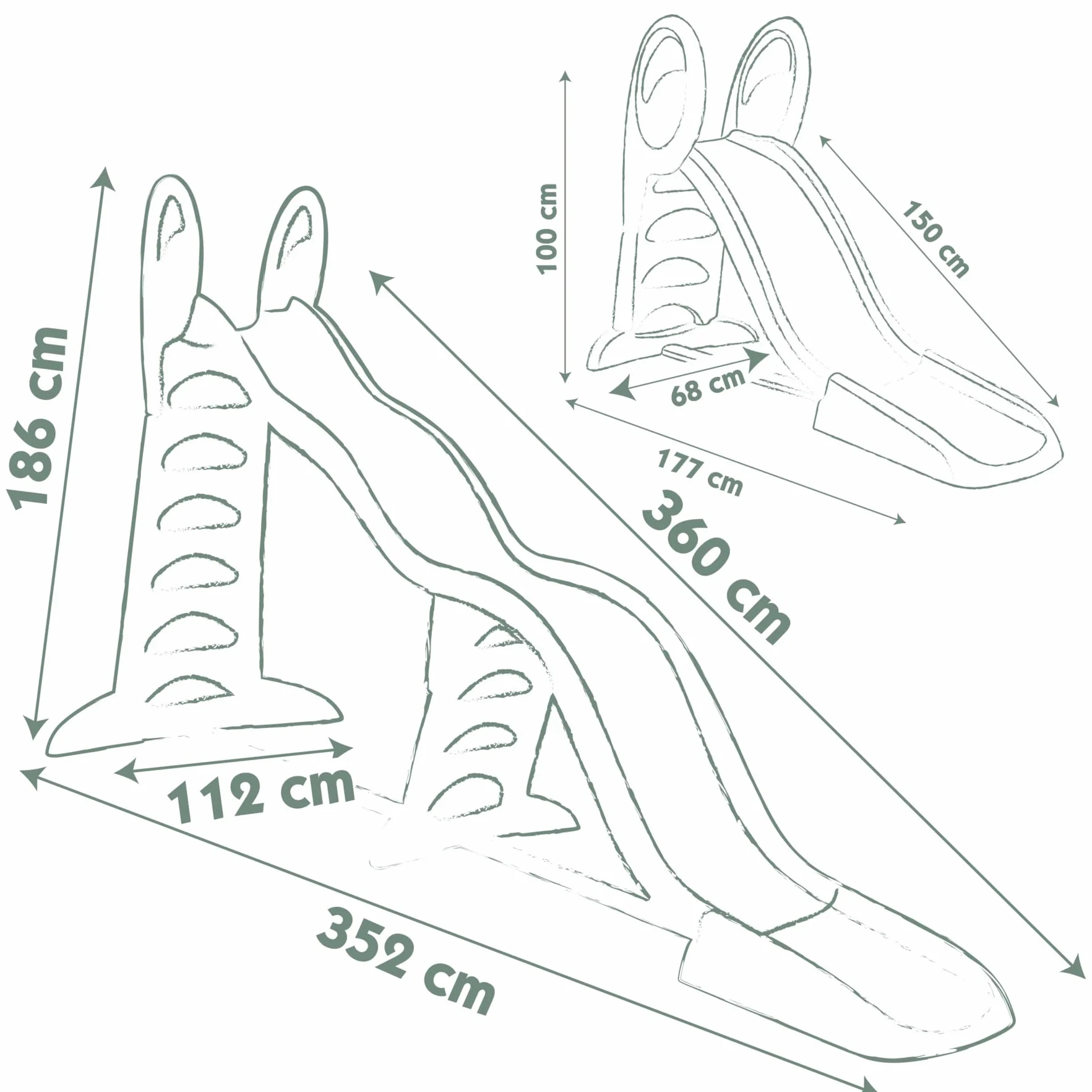 Smoby Life - Toboggan Super Megagliss - Evolutif 2 en 1 - Glisse de 170 à 360 cm - Echelle avec Mains Courantes, Marches Antidérapantes - Matière Recyclée - A Partir de 2 Ans - Fabrication Française