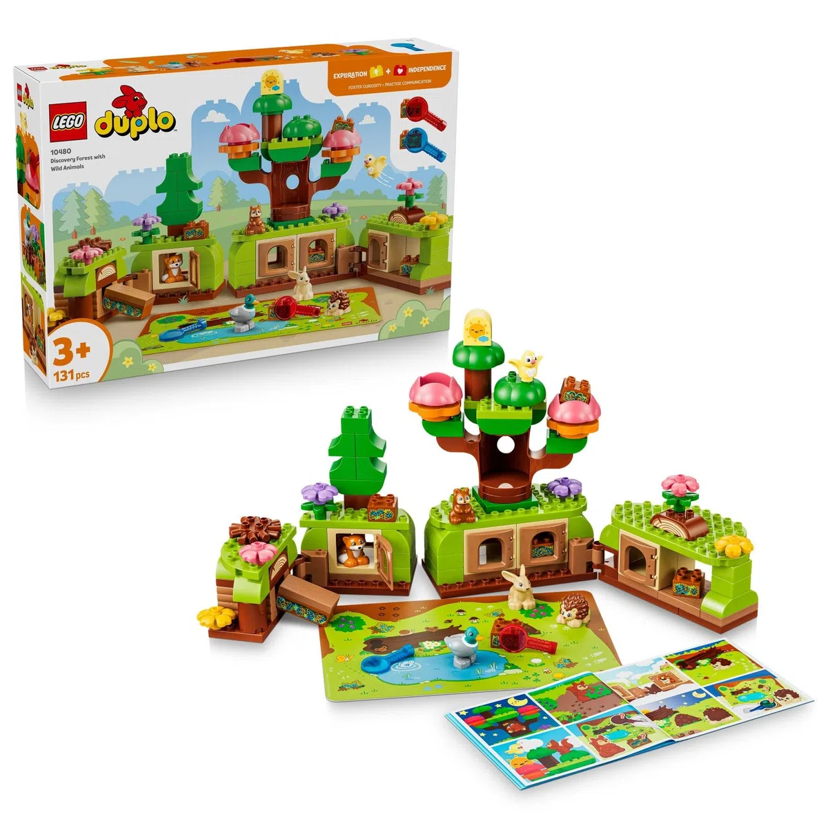 LEGO Duplo Découverte de la Forêt avec des Animaux Sauvages - Jeu Éducatif pour Tout-Petits - Jouet Montessori - Figurines d'animaux, Arbres & Tapis de Jeu - Cadeau pour Fille ou Garçon 3 Ans 10480