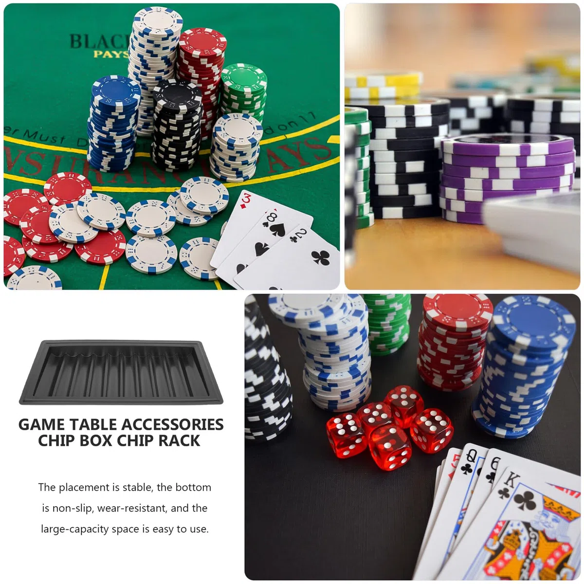 Cabilock Plateau De Jetons Texas Holdem Boîte De Stockage De Jetons Réutilisables Plateau De Jetons du Revendeur Plateau De Jetons De Table De Poker Plaque De Stockage De Jetons Conteneur