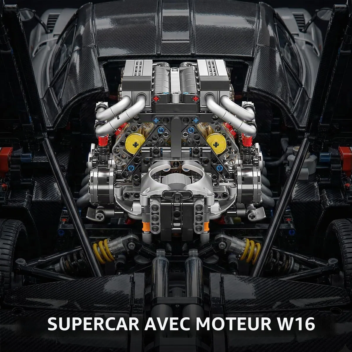 Mould King 10131 Technique W16 Kit de construction de moteur, briques de serrage, modèle de moteur à combustion interne fonctionnel avec batterie, mini moteurs, jouet STEM pour adolescents (952 pièces
