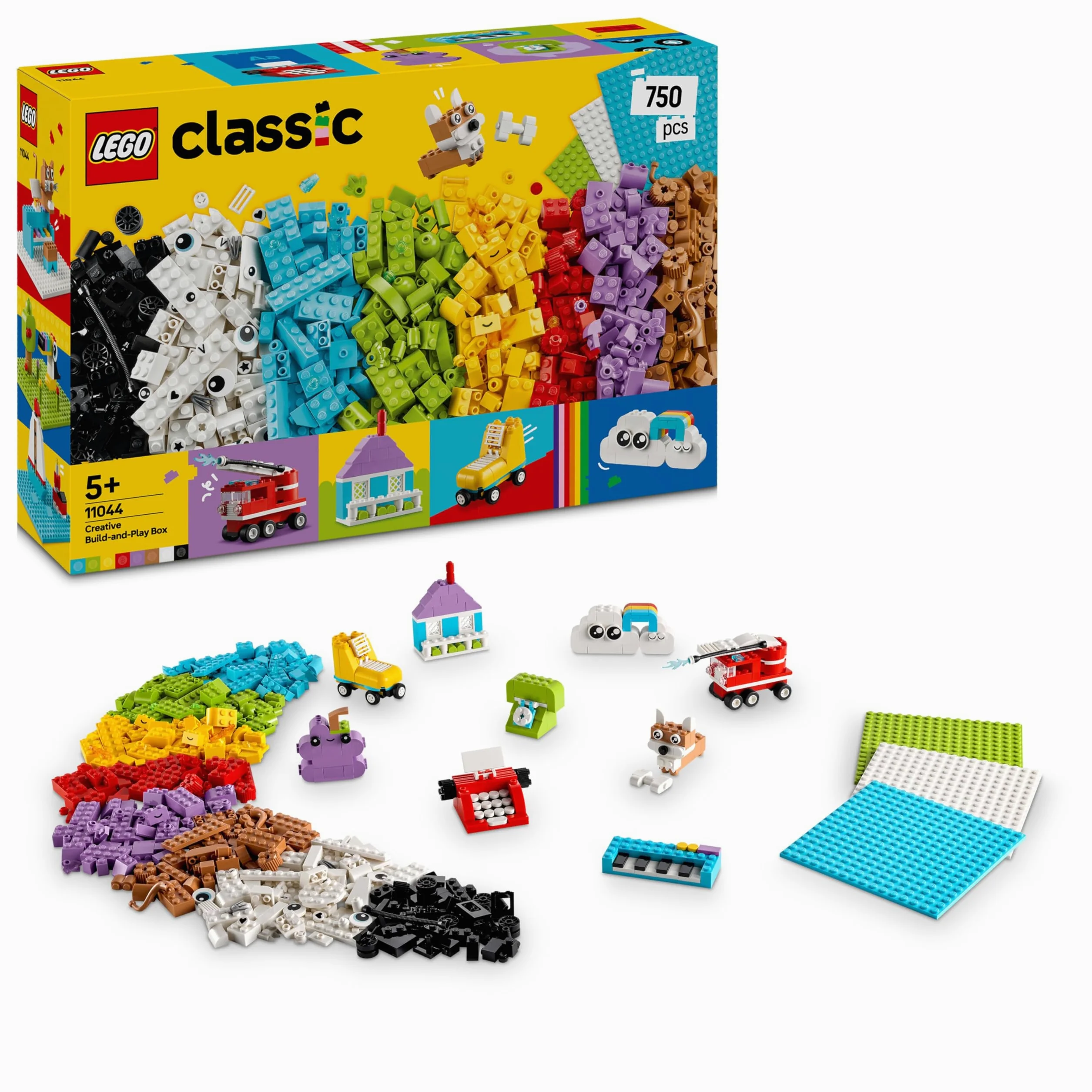 LEGO Classic La boîte créative pour Construire et Jouer - Jeu de Construction avec Briques colorées - Options Dont Une Maison, Un Chien ou Un Camion - Cadeau pour garçon ou Fille dès 5 Ans 11044