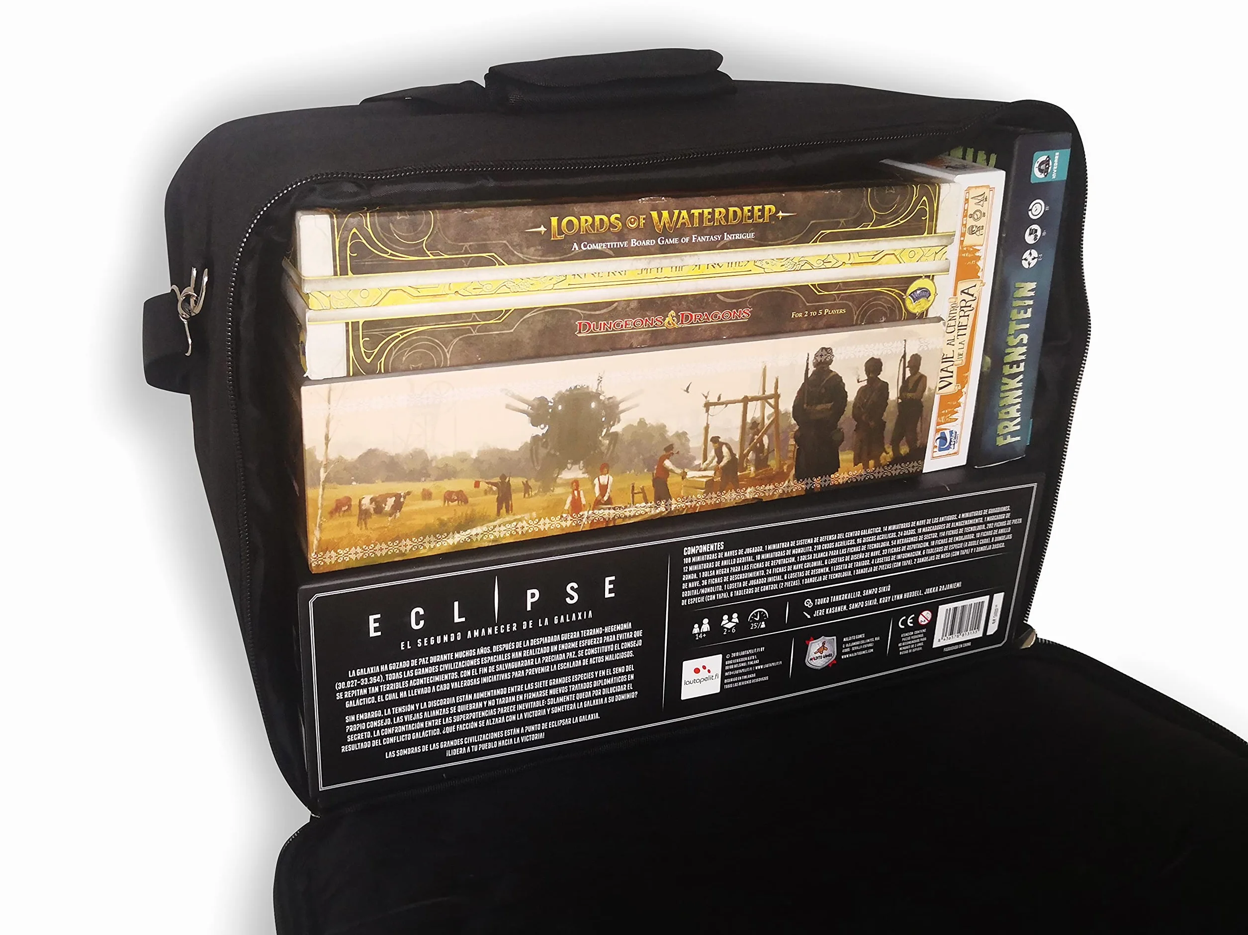 Board Game Package |Sac à Dos pour Transporter de Grands Jeux de société | Grande capacité, POLYVALENCE et Protection | Rembourrage 10 mm, poignée, bandoulière et Poche extérieure