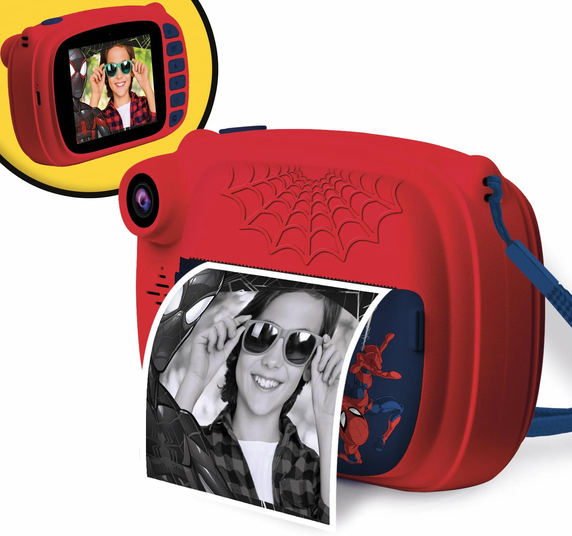 Lisciani - SPIDER- MAN Print CAM - Appareil Photo Instantané - HiTech Educatif - Ecran Couleur 4 Pouces - Double Caméra pour Selfie - Vidéo - 180 Photos - Cadres et Autocollants - Dès 5 ans