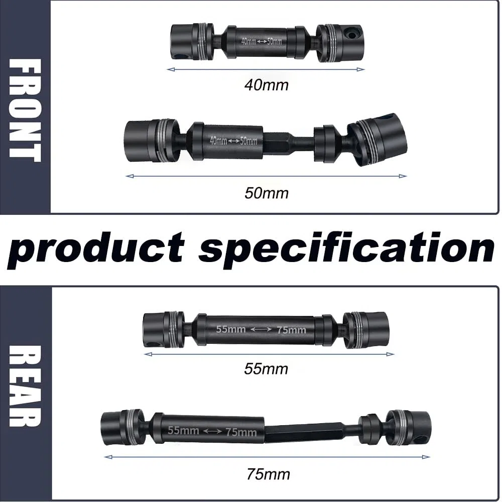 MOHERO Lot de 2 arbres de transmission avant et arrière en acier RC pour 1/18 TRX4M Bronco Defender RC Crawler mise à niveau de voiture
