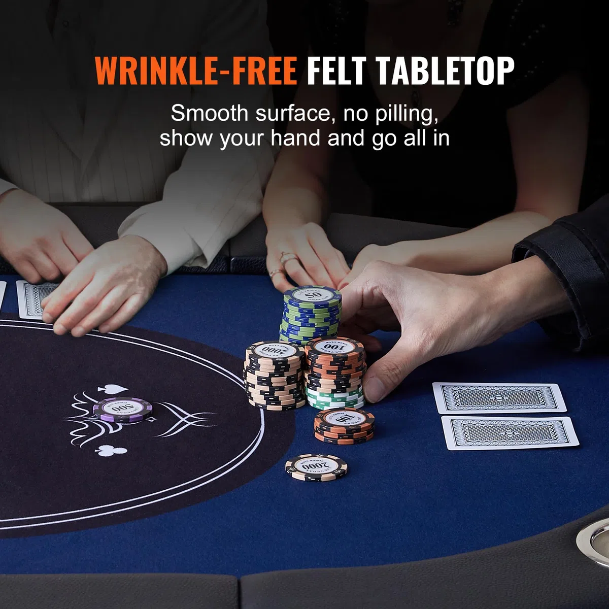 VEVOR Table de Poker Pliable 183 cm pour 8 Joueurs Table de Casino Blackjack Texas Holdem avec Rails Rembourrés et Porte-Gobelets en Acier Inoxydable Table de Jeu de Cartes Jeu de Société Maison