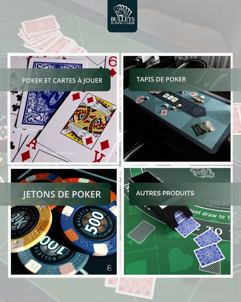 Bullets Playing Cards | Mallette de Poker 300 Jetons Plastique – Coffret Complet avec Cartes, dés et Bouton Dealer en céramique – Design Janice