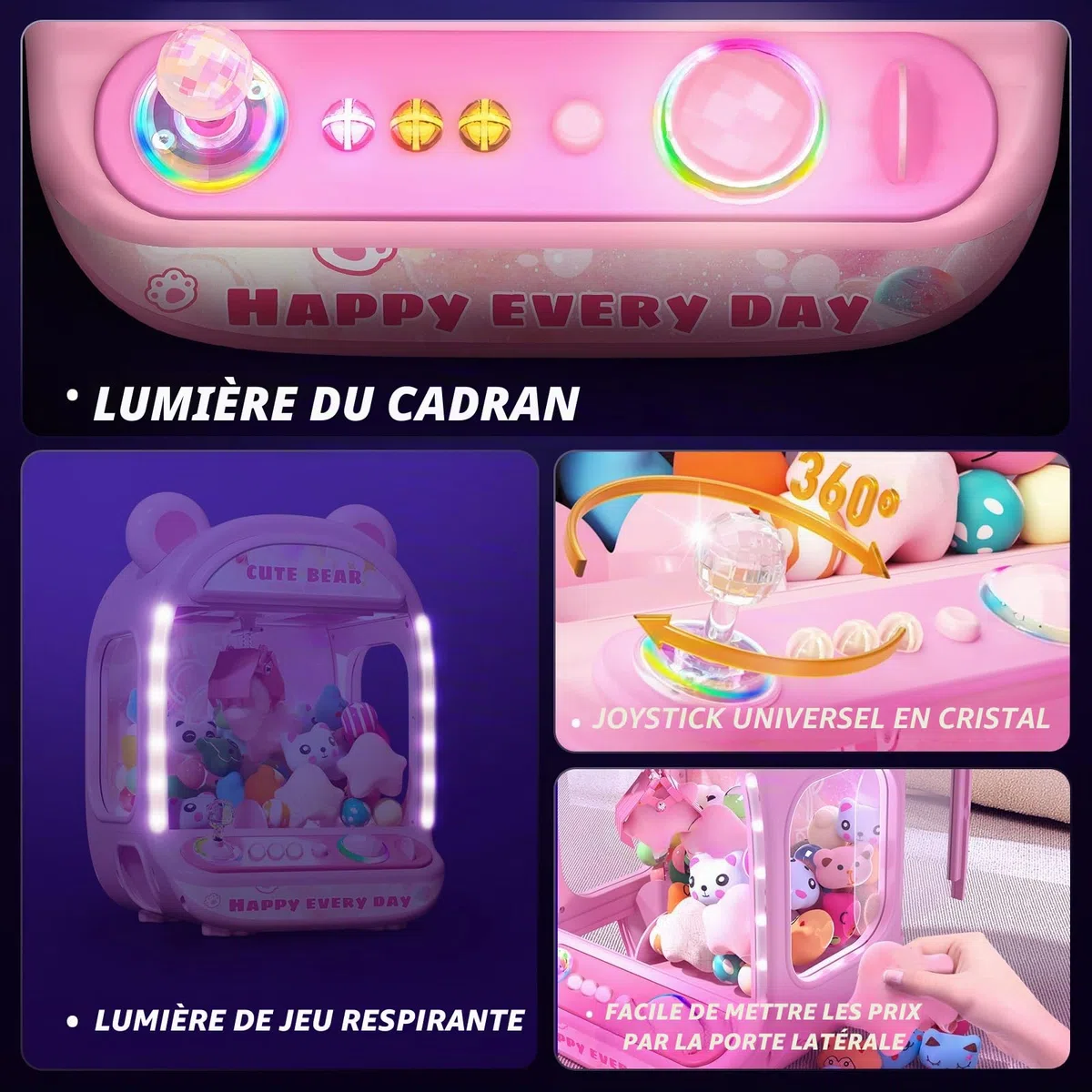 Skirfy Claw Machine pour enfants, jouets licornes pour filles de plus de 6 ans, mini machine de vente d'arcade avec Toy Candy Dispenser, jouet à griffes, cadeau