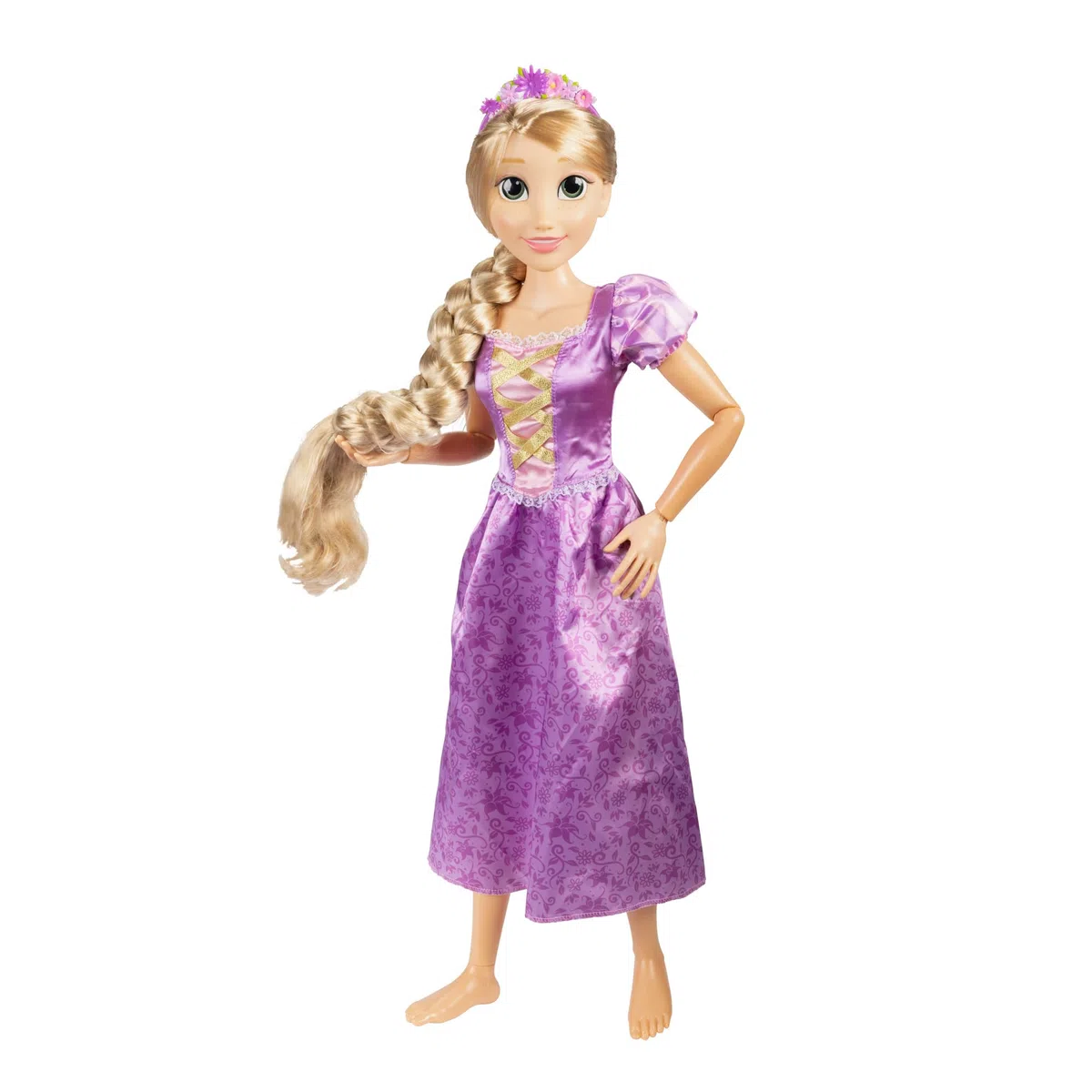 Disney Princesses - Grande Poupée Articulée Raiponce avec Accessoires - 80 Cm - Tresse Soyeuse - Licence Officielle - Posable - Accessoire coiffures Inclus - Cadeau Poupée Enfant - 3 Ans +