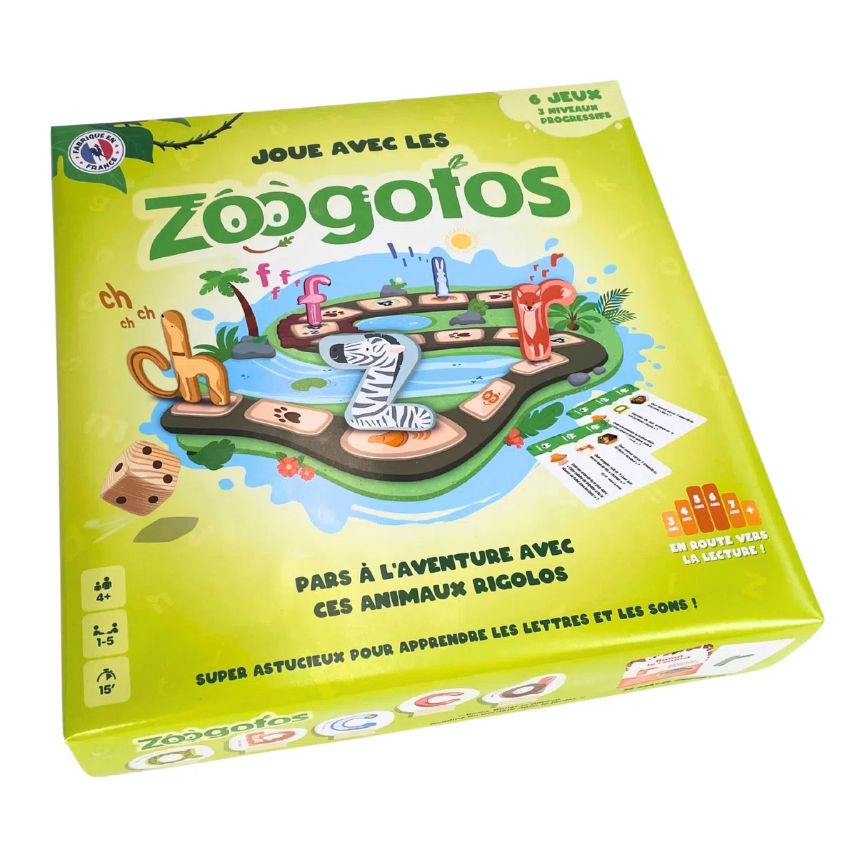 Jeu de Société Éducatif Lecture Enfant 4-7 Ans – 6 Jeux Progressifs et Ludiques pour Apprendre Les Lettres et Les Sons – Animaux-Lettres Astucieux – Méthode Éprouvée – Fabriqué en France