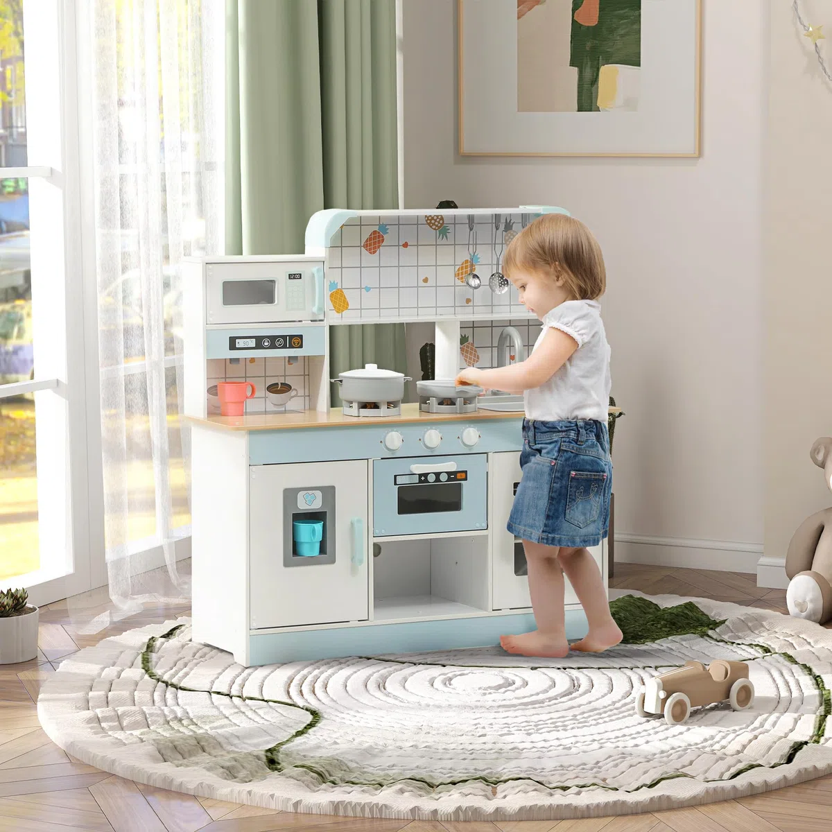 AIYAPLAY Cuisine Enfant Jouet d'imitation Lumières et Sons 3+ Ans Blanc
