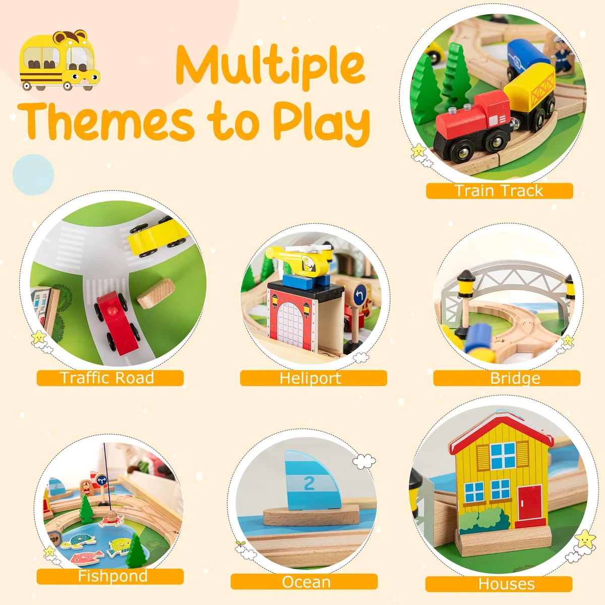GOPLUS 100Pcs Table Circuit de Train Enfant en Bois, 2 en 1 Table Rail de Train Enfants 3 + Ans Pistes Tiroir de Rangement, pour Garçons et Filles 3 Ans+ (79x51x15CM|100 PCS)