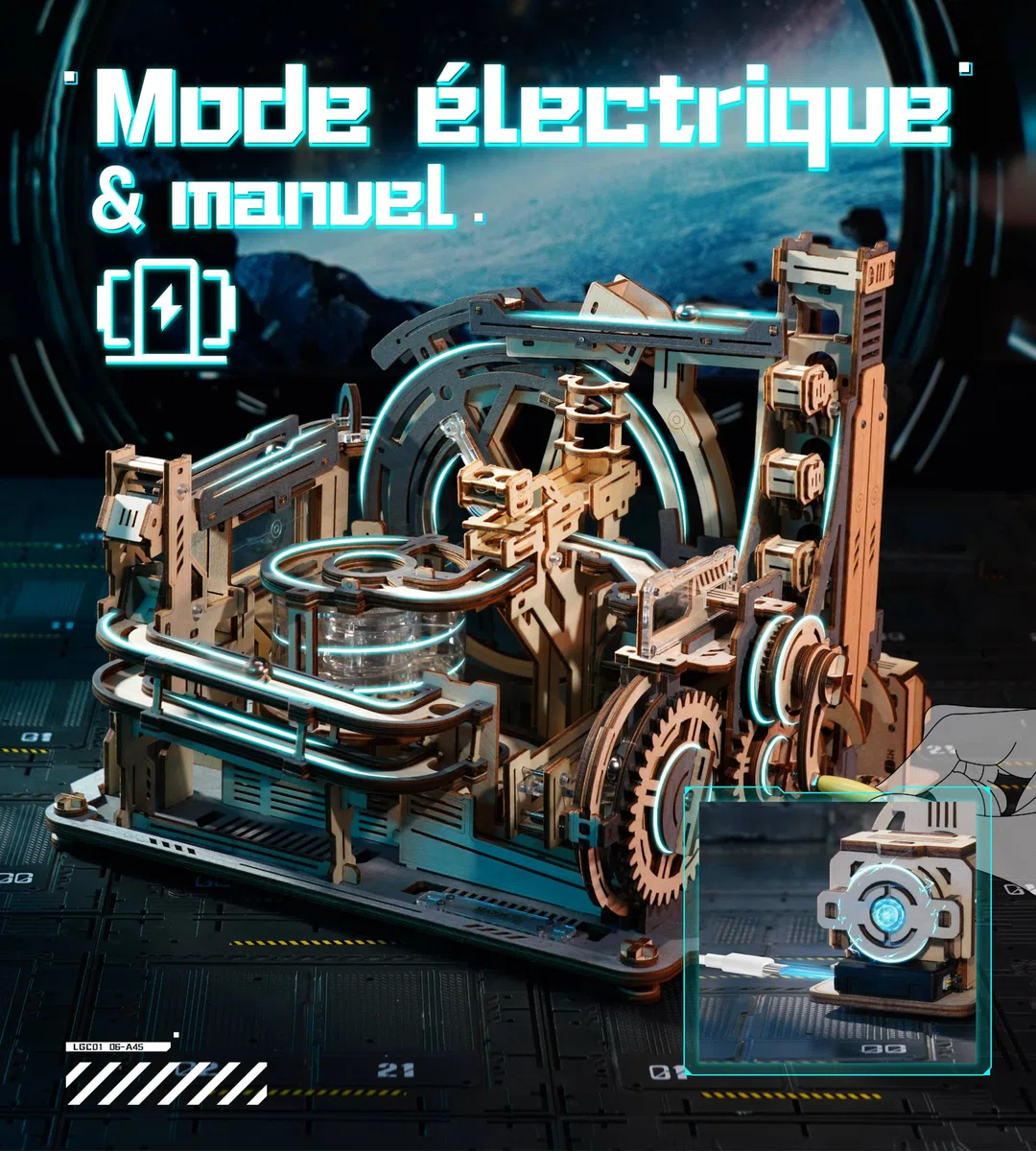 ROKR Circuits de Billes électrique Maquette en Bois a Construire Puzzle 3D Maquette Mécanique en Bois pour des Enfants, des Adolescents Spaceport