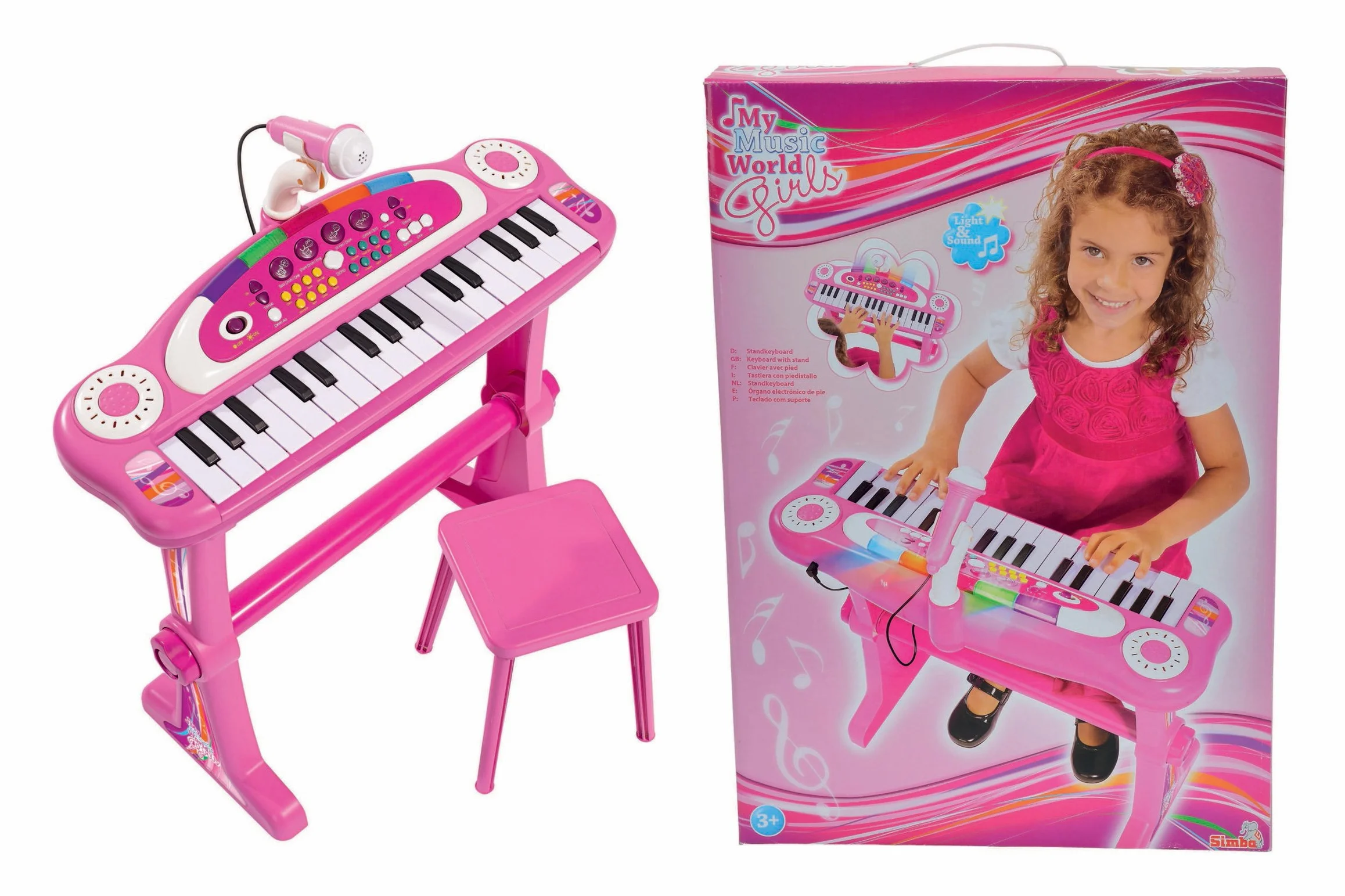 Simba - 106830690 - Clavier sur Pied - My Music World avec Tabouret - Girls, Noire