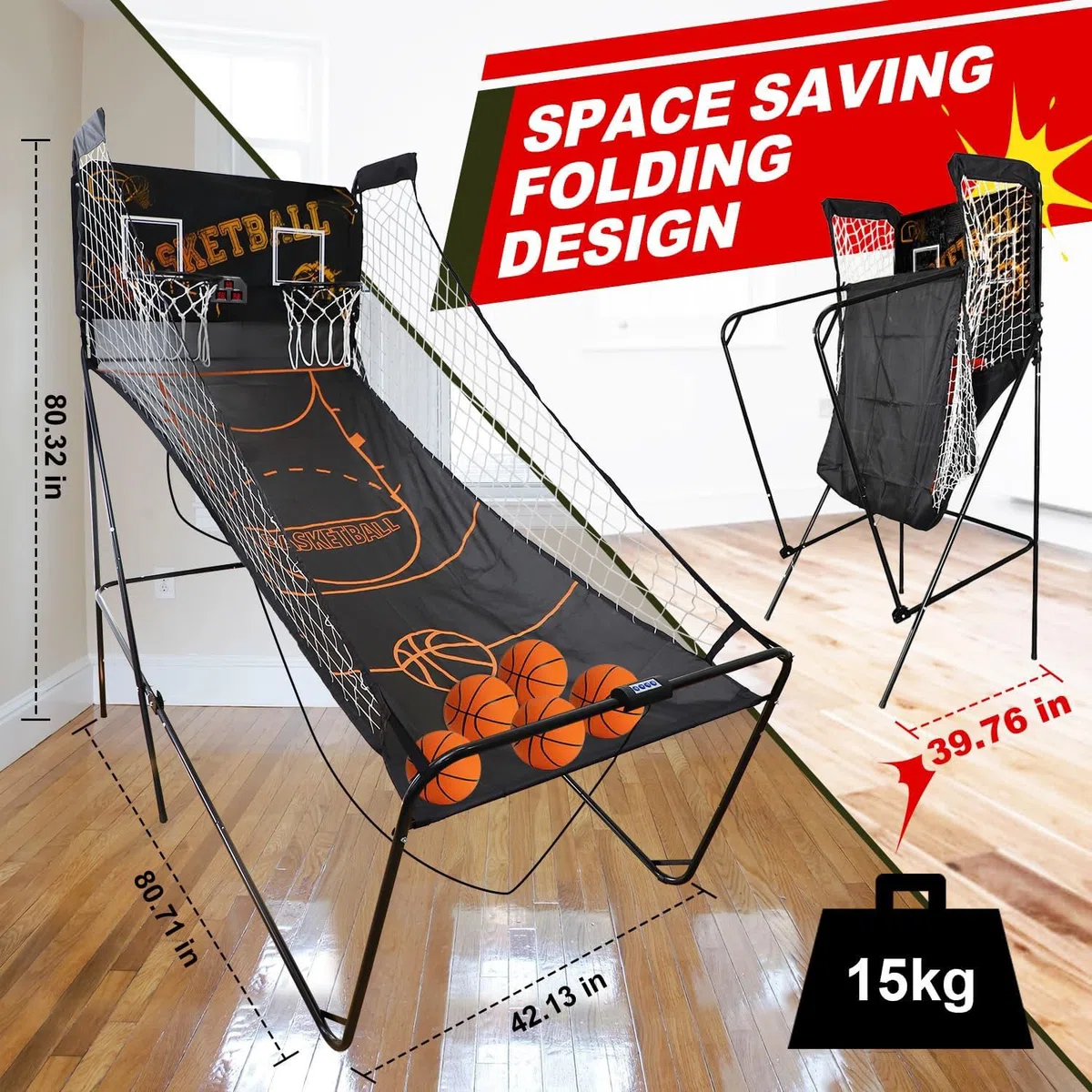 Machine de tir de basket-ball avec marquage électronique - Arceau pliable à montage rapide pour la maison et l'extérieur