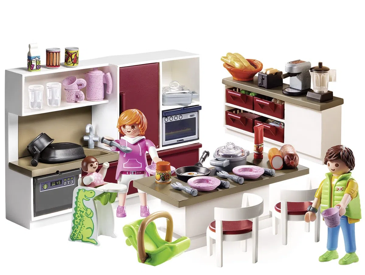 Playmobil 9269 Cuisine aménagée - City Life - Grande Cuisine familiale complètement équipée avec mobilier et Vaisselle - pour aménager La Maison Moderne - Dès 4 Ans