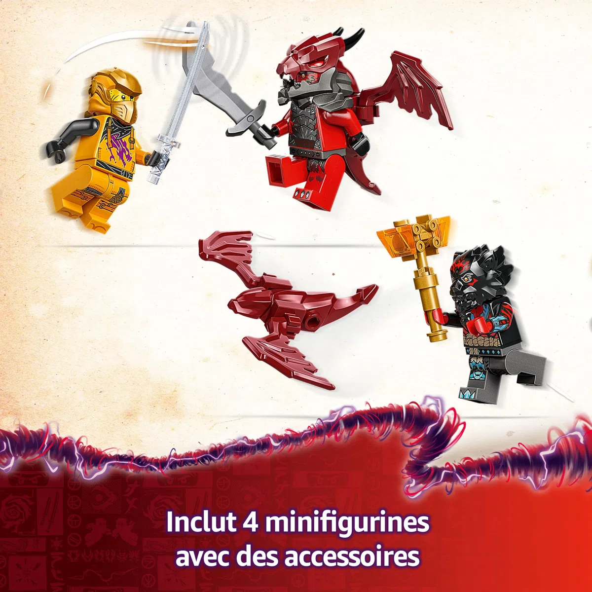 LEGO Ninjago Le Super Avion tempête de Ras et Arin - Jeu de Construction avec Drone à tête de Dragon et 3 minifigurines - Idée Cadeau pour garçons et Filles dès 8 Ans Amateurs de la série TV 71833