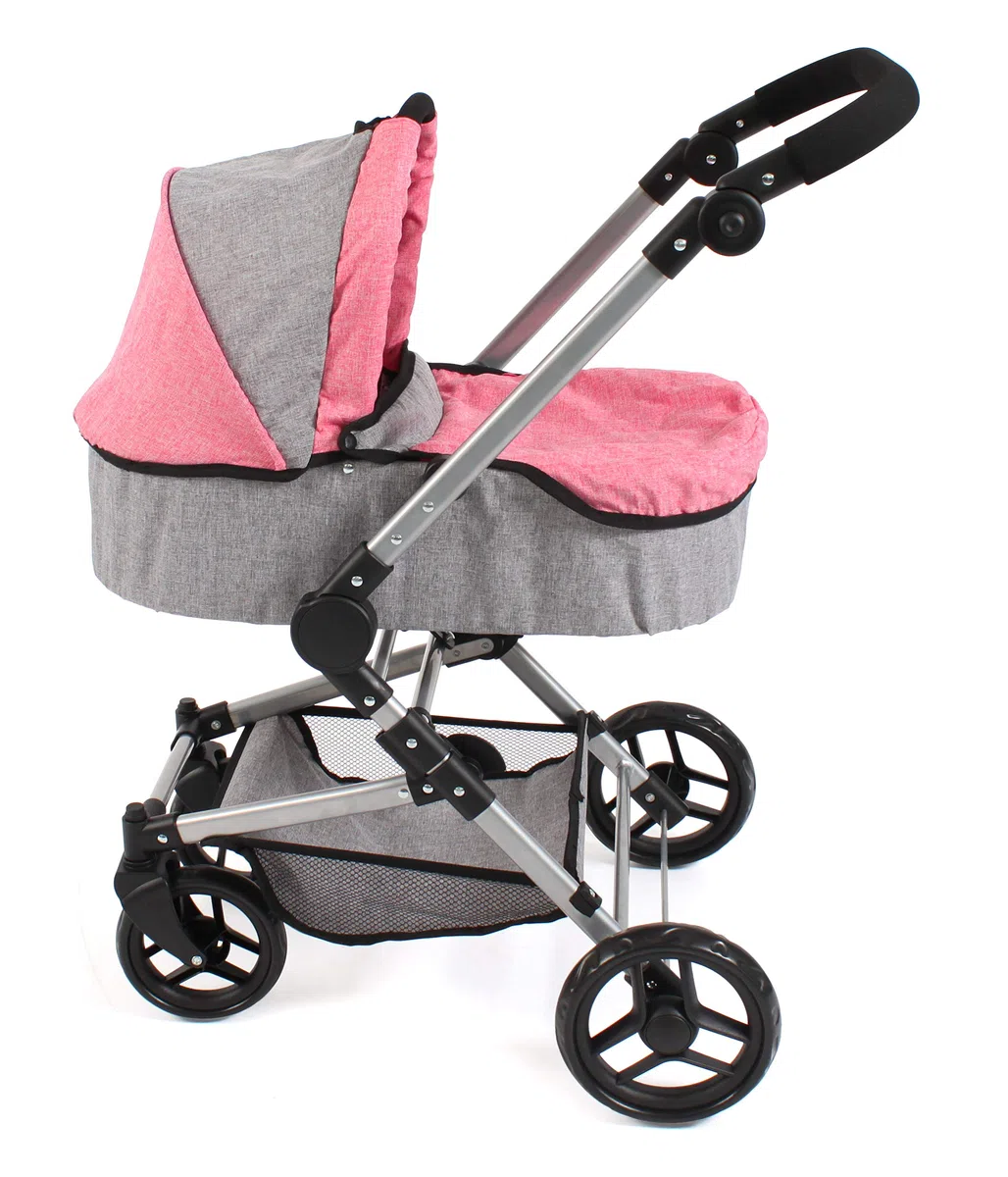 Bayer Chic 2000 Poussette pour poupée Fides, Ensemble 3 en 1 composé d'une nacelle, d'un siège Sport et d'un siège Auto, Gris et Rose chiné