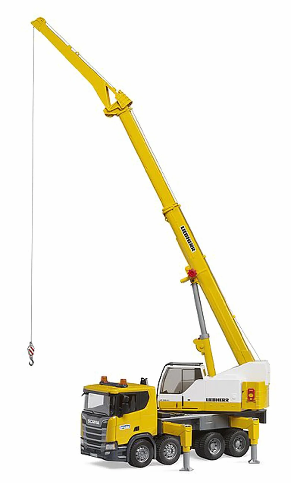 bruder 03571 - Camion Scania Super 560R équipé d'une grue Liebherr | Véhicule de chantier avec module lumineux et sonore, camion-grue, jouet à partir de 4 ans, échelle 1:16
