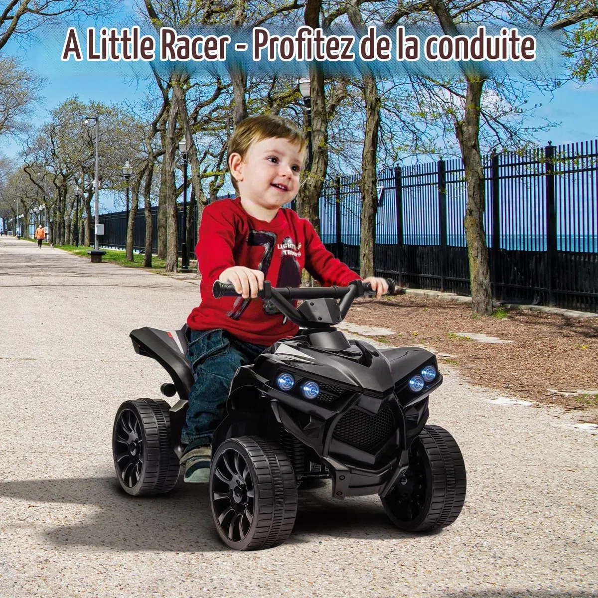 Garvee Quad Électrique Enfant, Voiture Électrique pour Enfants avec LED Et Musique,1.5-3 km/h, Klaxon, ATV pour Enfants 3+