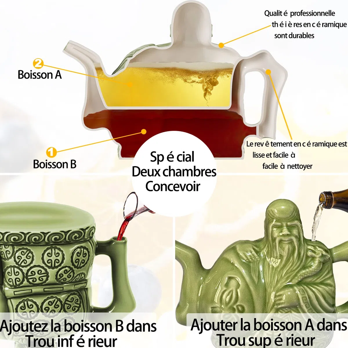 Théière Assassin Magique - Trick Avec Boîte Cadeau, Un Pot Trois Boissons, Deux Coeurs
