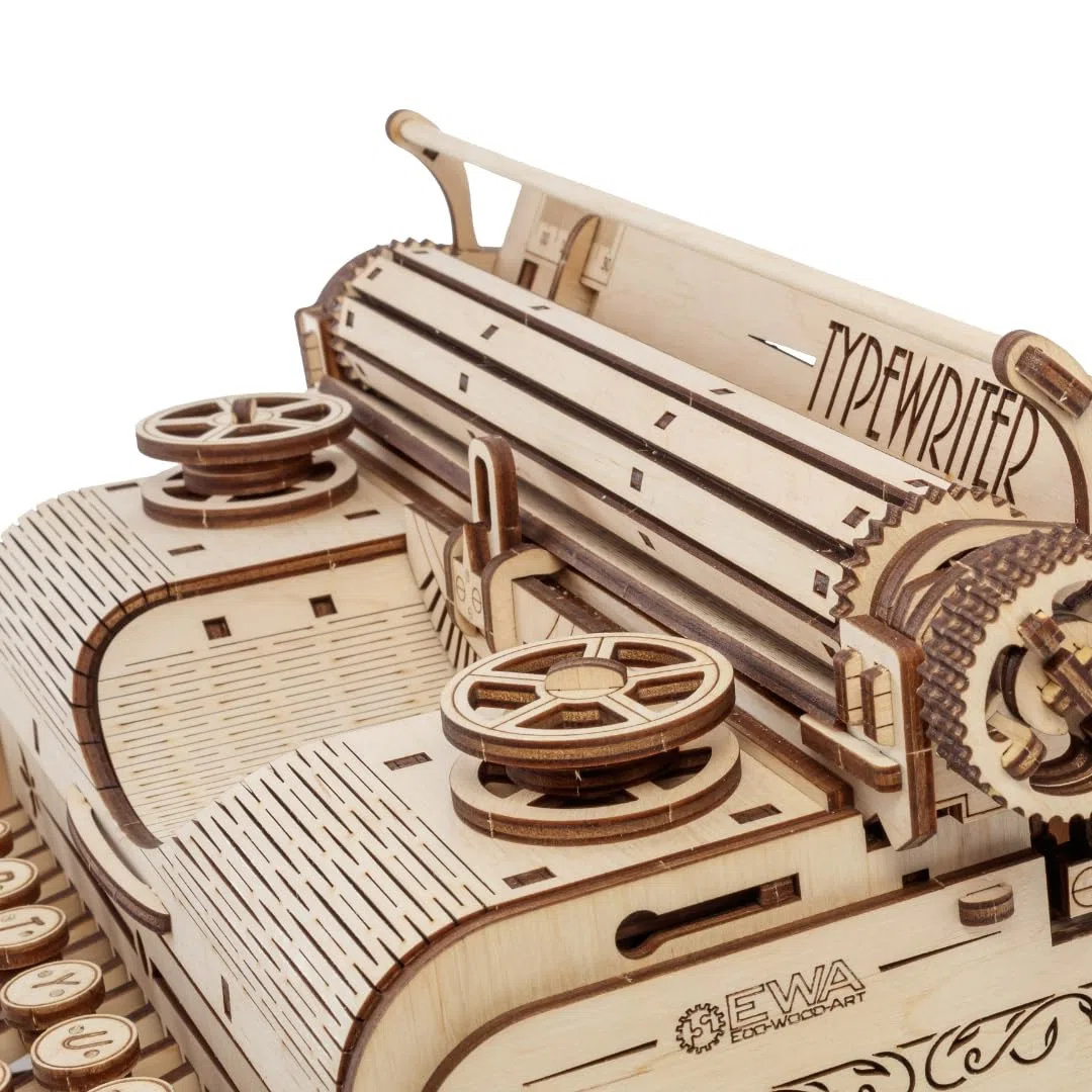 EWA Eco-Wood-Art - Typewriter- Puzzle 3D en Bois - Casse-tête pour Adultes et Adolescents -à Monter soi-même sans Colle- 453 pièces