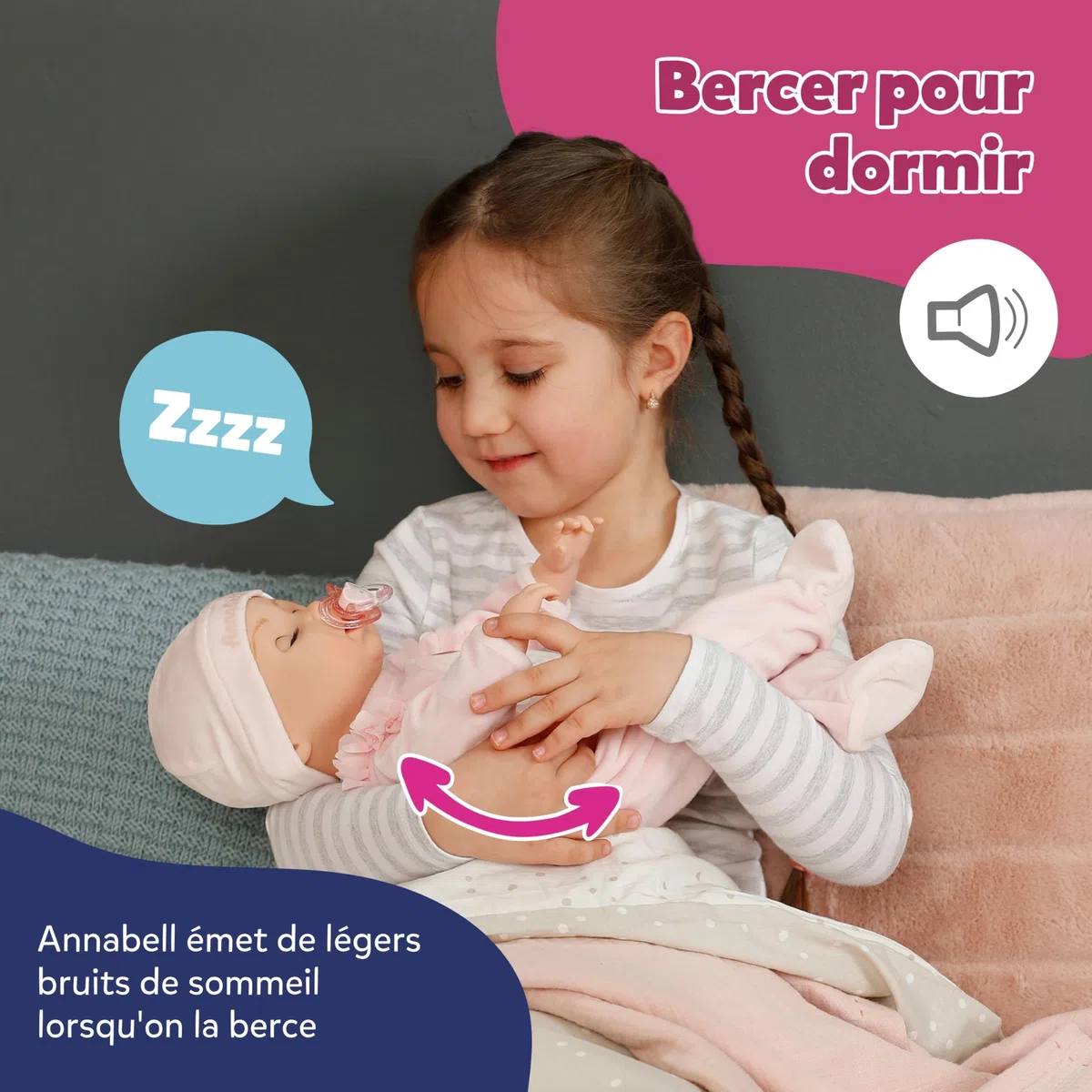 BABY born Annabell 43 cm, Poupon, Son, 7 Fonctions | Corps souple, accessoires inclus, piles requises, dès 3 ans