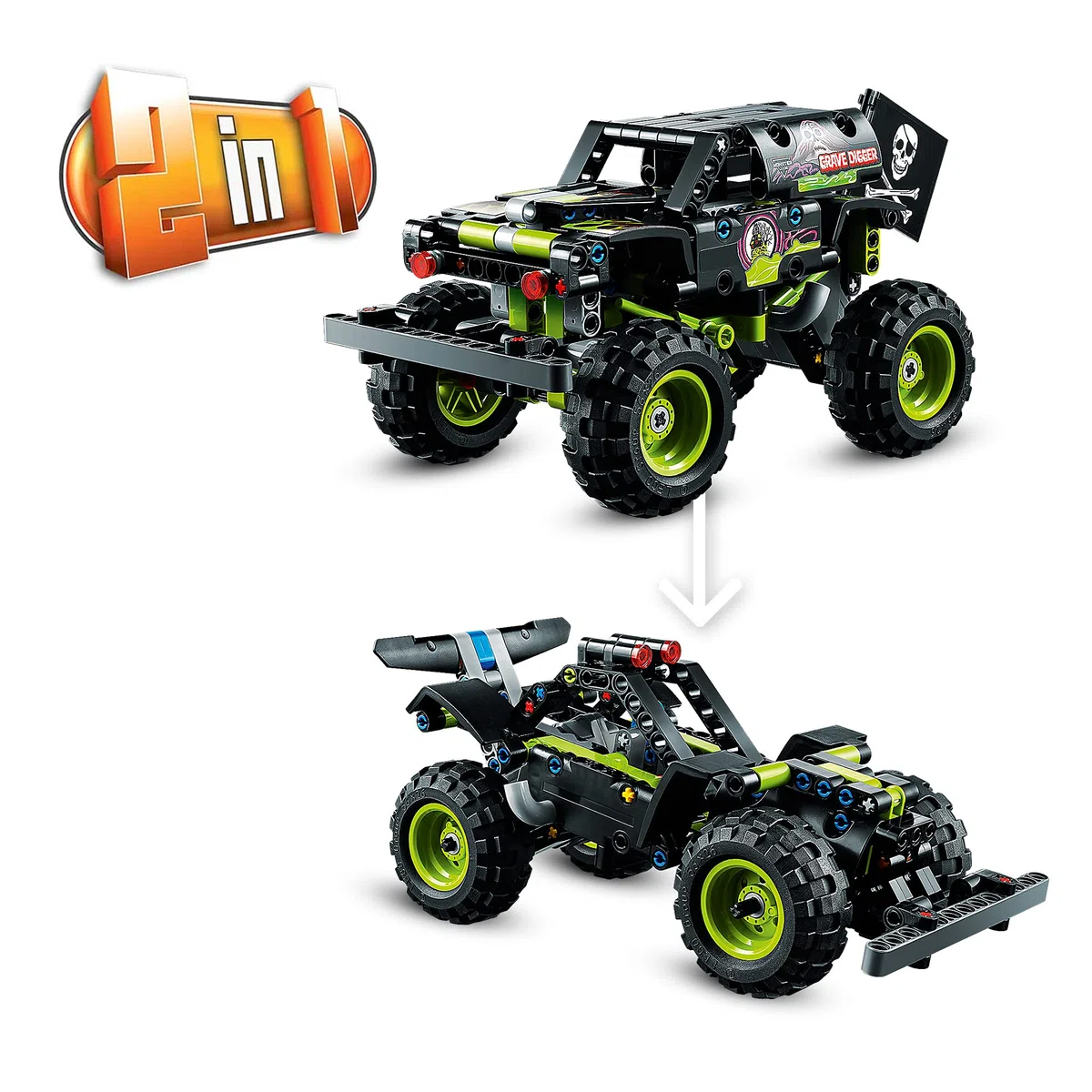 LEGO 42118 Technic Monster Jam Grave Digger, Voiture Télécommandée Tout-Terrain, Monster Truck Jouet, Buggy Radiocommandé, Cadeau Enfants Dès 7 Ans
