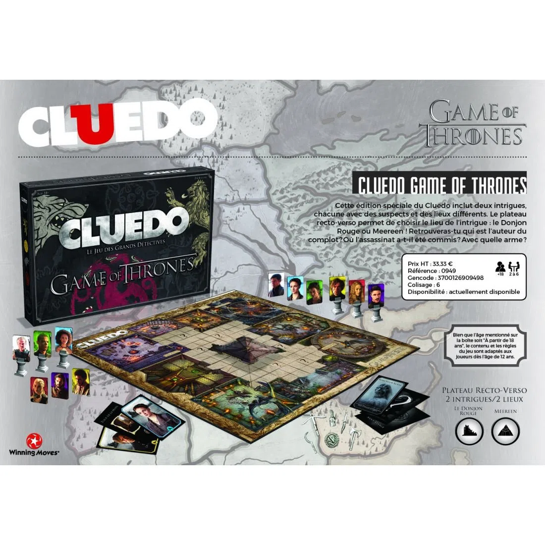 Winning Moves - Cluedo Game of Thrones - Jeu de société - Jeu de Plateau - A partir de 18 ans - 2 à 6 joueurs - Version Française